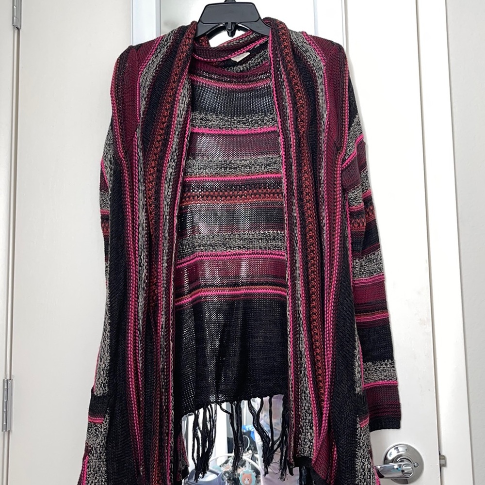 Billabong black pink red Open oversized cardigan